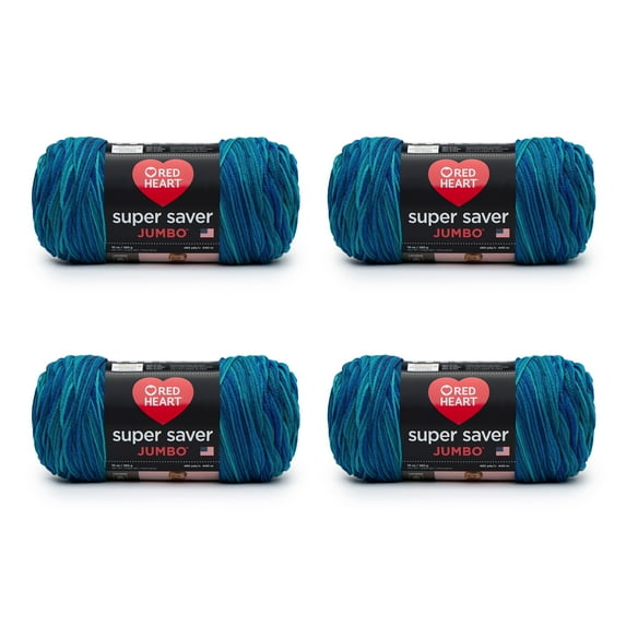 Red Heart Super Saver Jumbo #4 Medium Acrylic Yarn, Macaw 10oz/283g, 482 Yards (4 Pack)