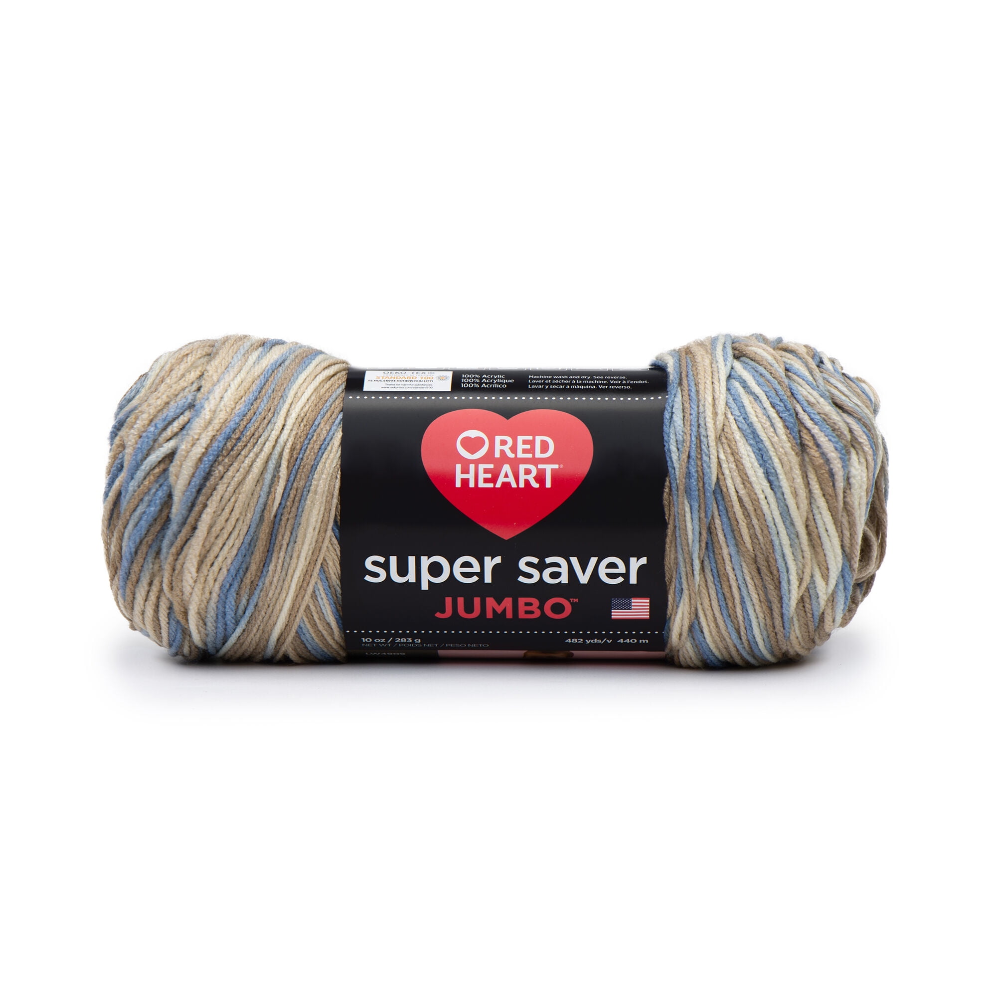 Red Heart Super Saver Jumbo #4 Medium Acrylic Yarn, Soft White 14oz/396g,  744 Yards 