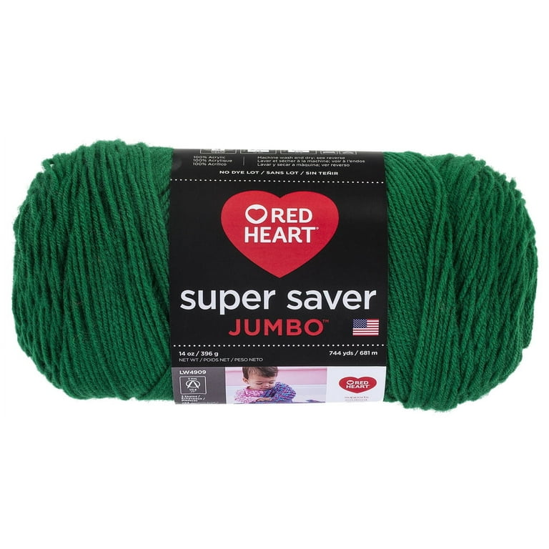 Red Heart Super Saver Jumbo 4 Medium Acrylic Yarn, Paddy Green