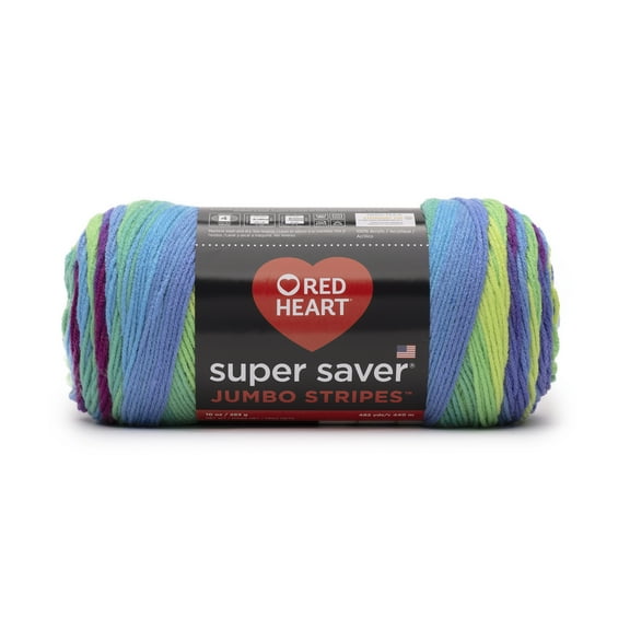 Red Heart Super Saver Jumbo #4 Medium Acrylic Yarn, Parrot Stripe 10oz/283g, 482 Yards