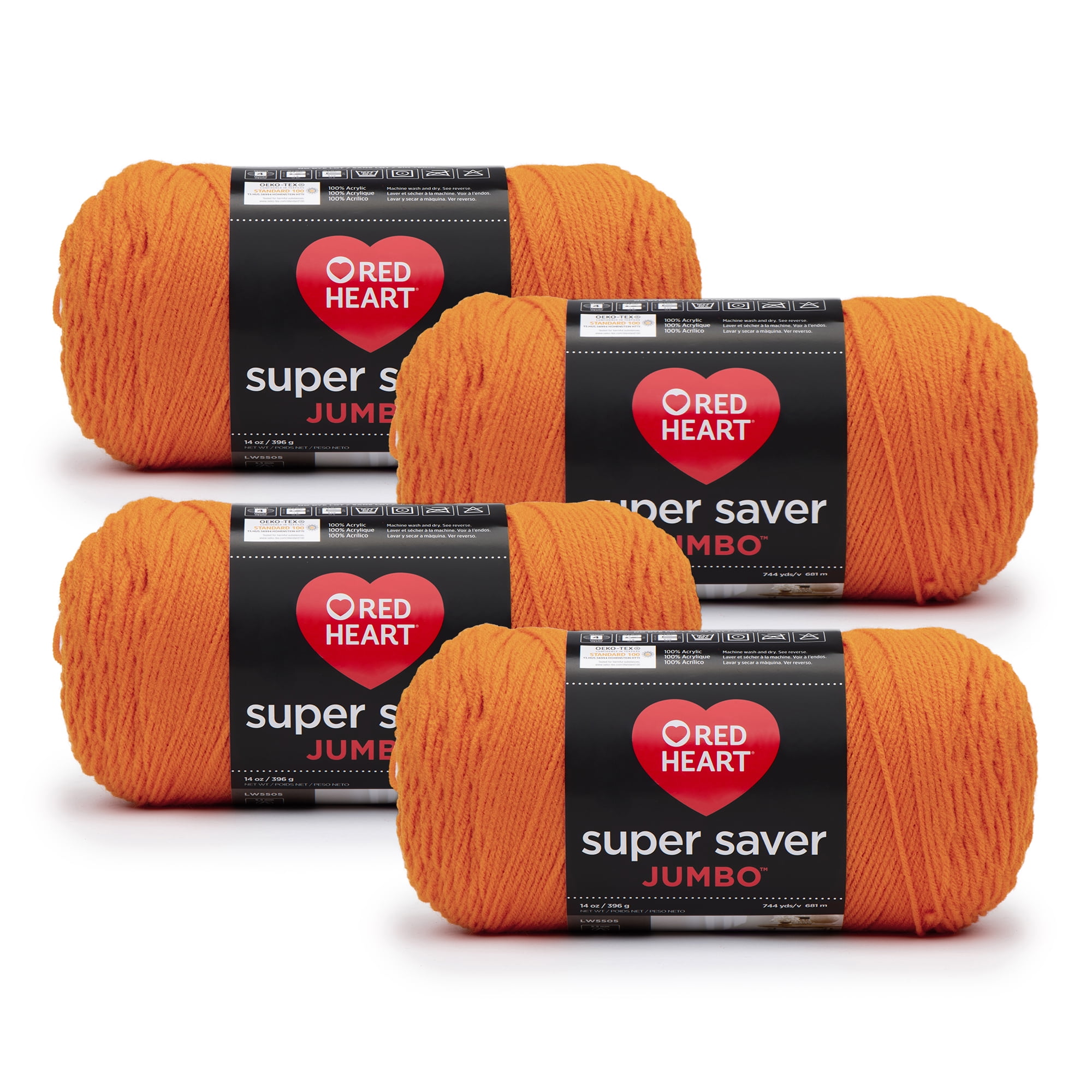 Red Heart® Super Saver® Jumbo #4 Medium Acrylic Yarn, Pumpkin 14oz/396g ...
