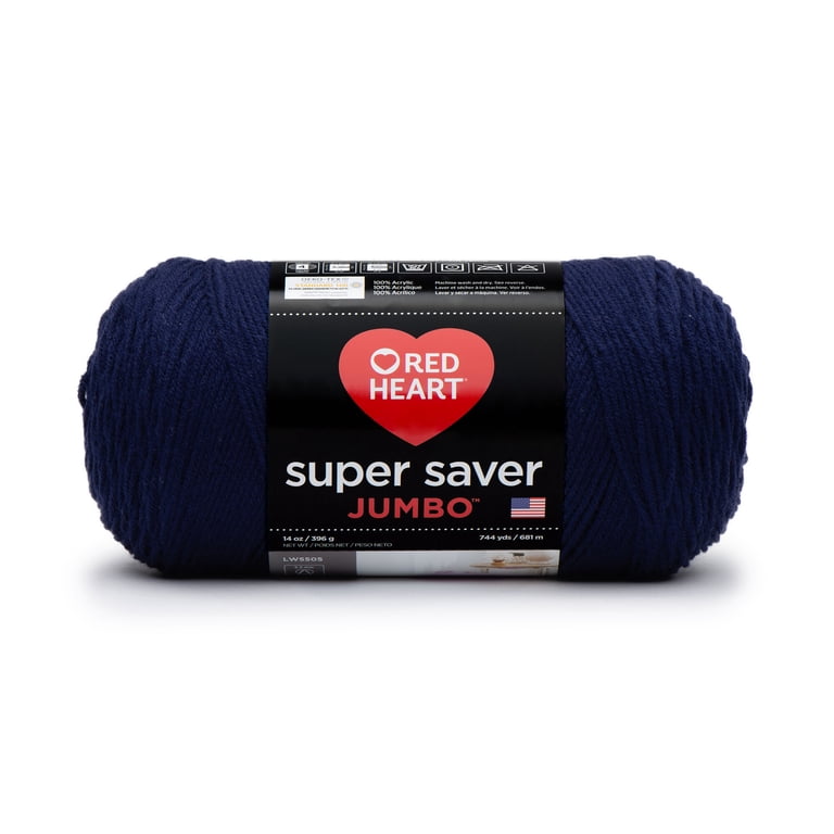 Red Heart, Super Saver Jumbo Acrylic Yarn, #4 Medium, Soft Navy