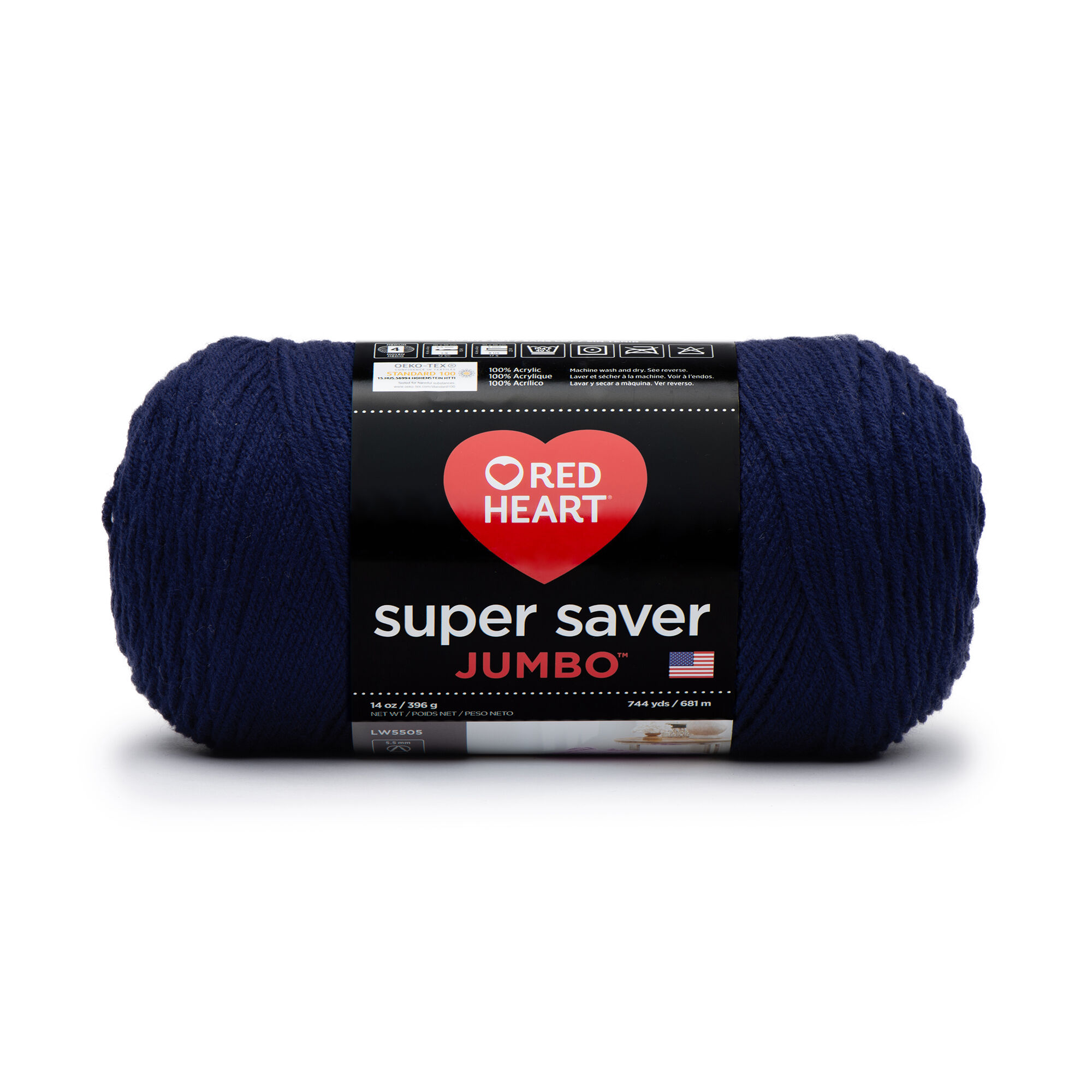 Red Heart Super Saver Jumbo #4 Medium Acrylic Yarn, Soft Navy 14oz/396g, 744 Yards - image 1 of 16