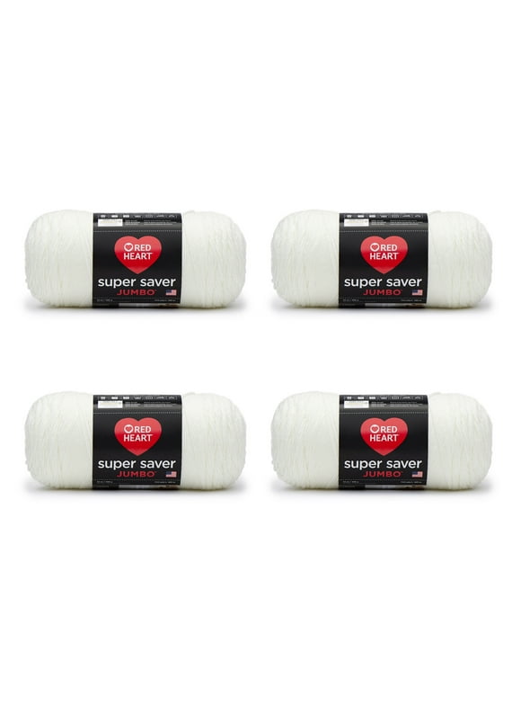 Red Heart Super Saver Jumbo #4 Medium Acrylic Yarn, Soft White 14oz/396g, 744 Yards (4 Pack)