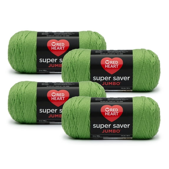 Red Heart® Super Saver® Jumbo #4 Medium Acrylic Yarn, Spring Green 14oz/396g, 744 Yards (4 Pack)