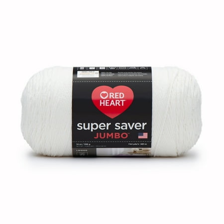 Red Heart® Super Saver® Jumbo #4 Medium Acrylic Yarn, White 14oz/396g, 744 Yards
