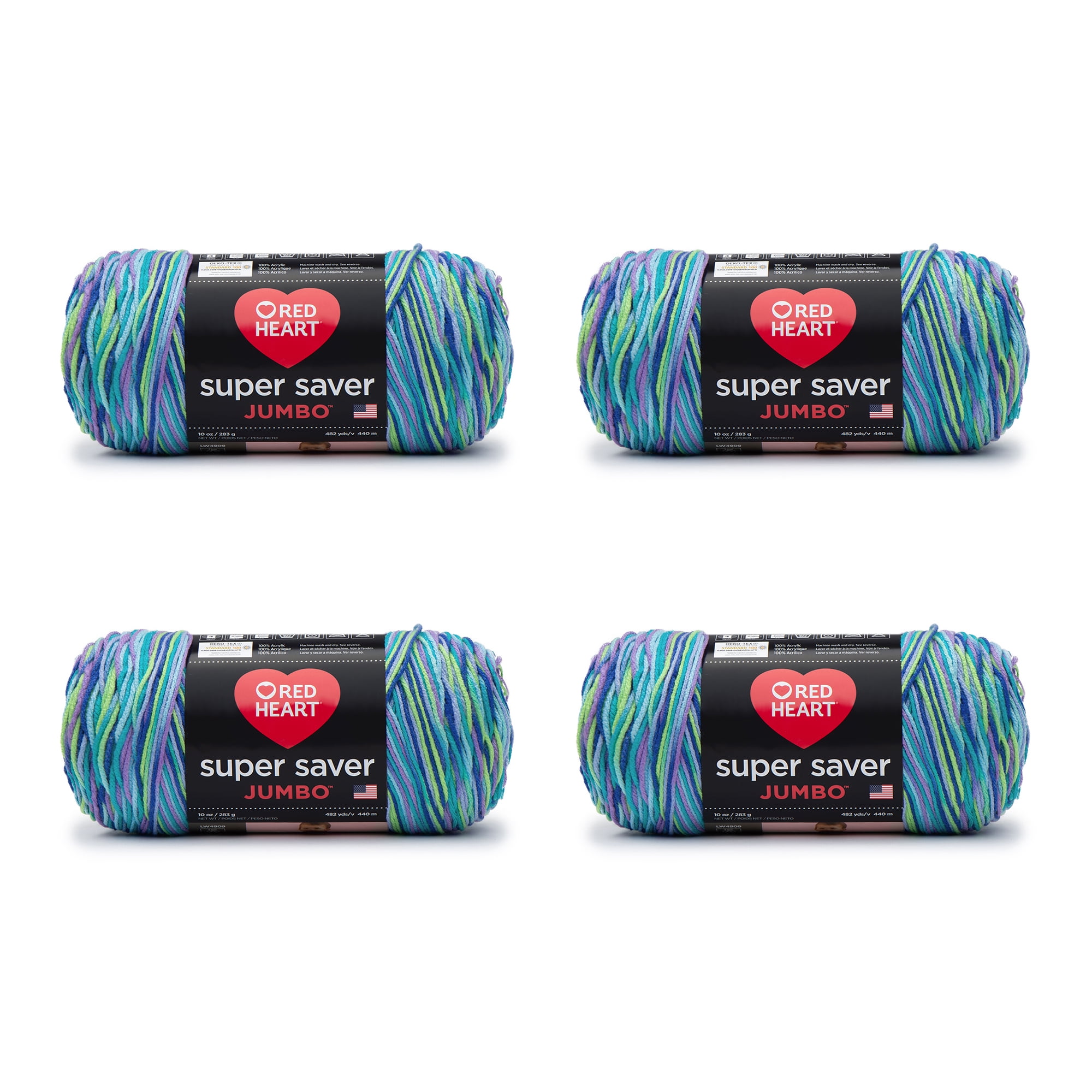Red Heart Super Saver Yarn, 3 Pack, Mirage 3 Count