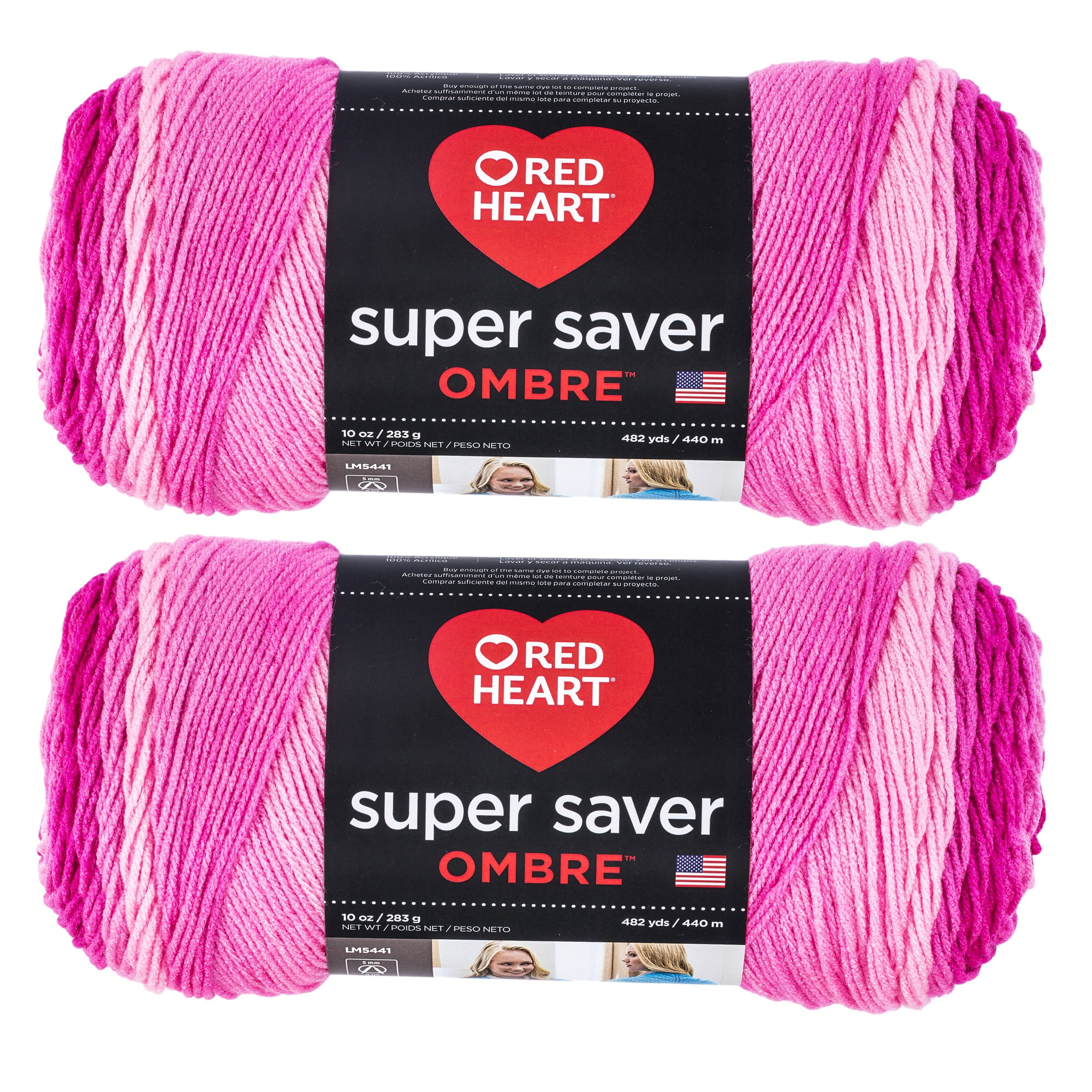 Red Heart Super Saver Jumbo Jazzy Ombre Yarn - 2 Pack of 283g/10oz - Acrylic - 4 Medium (Worsted) - 482 Yards - Knitting/Crochet