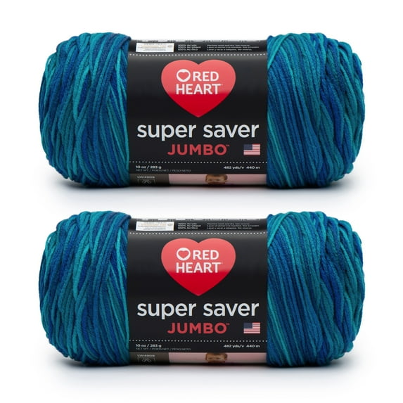Red Heart Super Saver Jumbo Macaw Yarn - 2 Pack of 283g/10oz - Acrylic - 4 Medium (Worsted) - 482 Yards - Knitting/Crochet