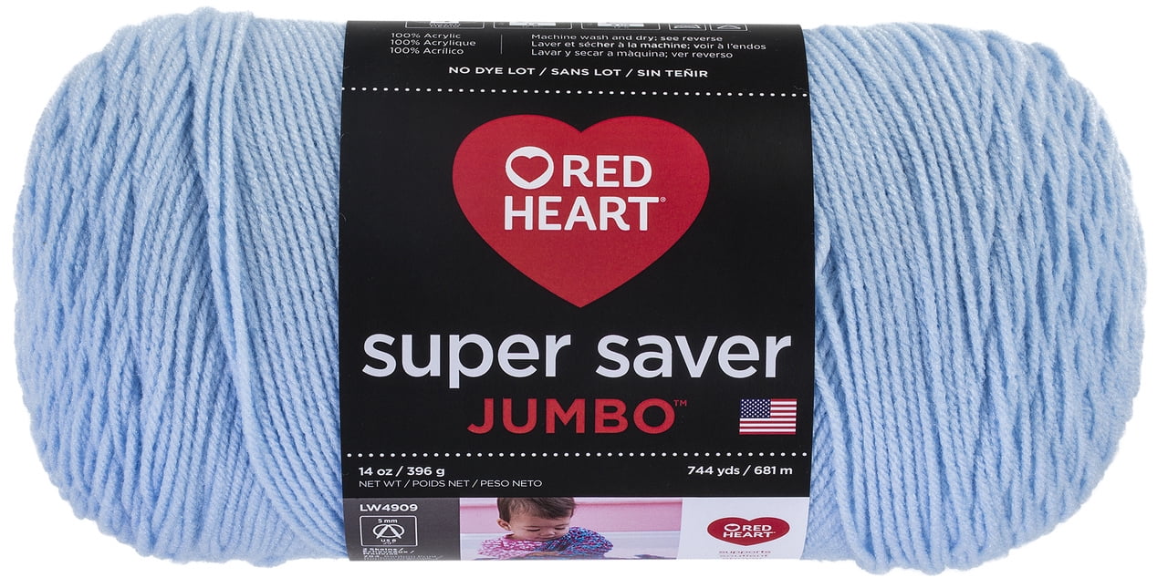 Red Heart Super Saver Jumbo Garn Blue Bell – 2 Knäuel à 396 G, Acryl, 4 Medium, 681 Meter, Zum Stricken & Häkeln