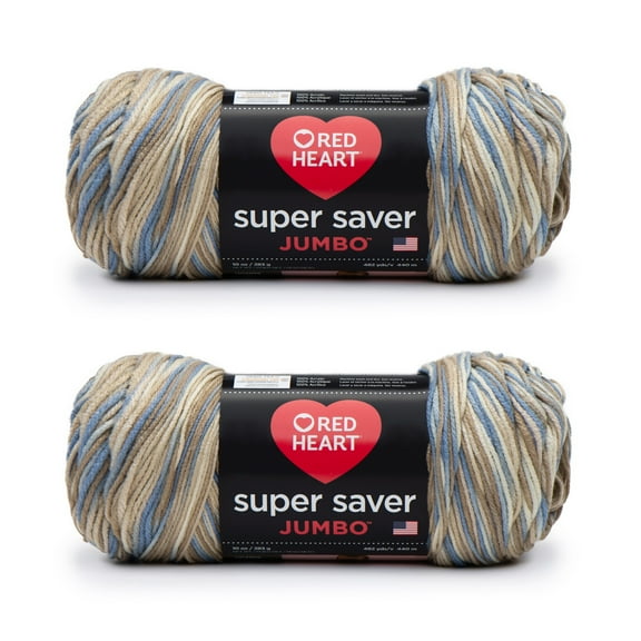 Red Heart Super Saver Jumbo Mirage Yarn - 2 Pack of 283g/10oz - Acrylic - 4 Medium (Worsted) - 744 Yards - Knitting/Crochet