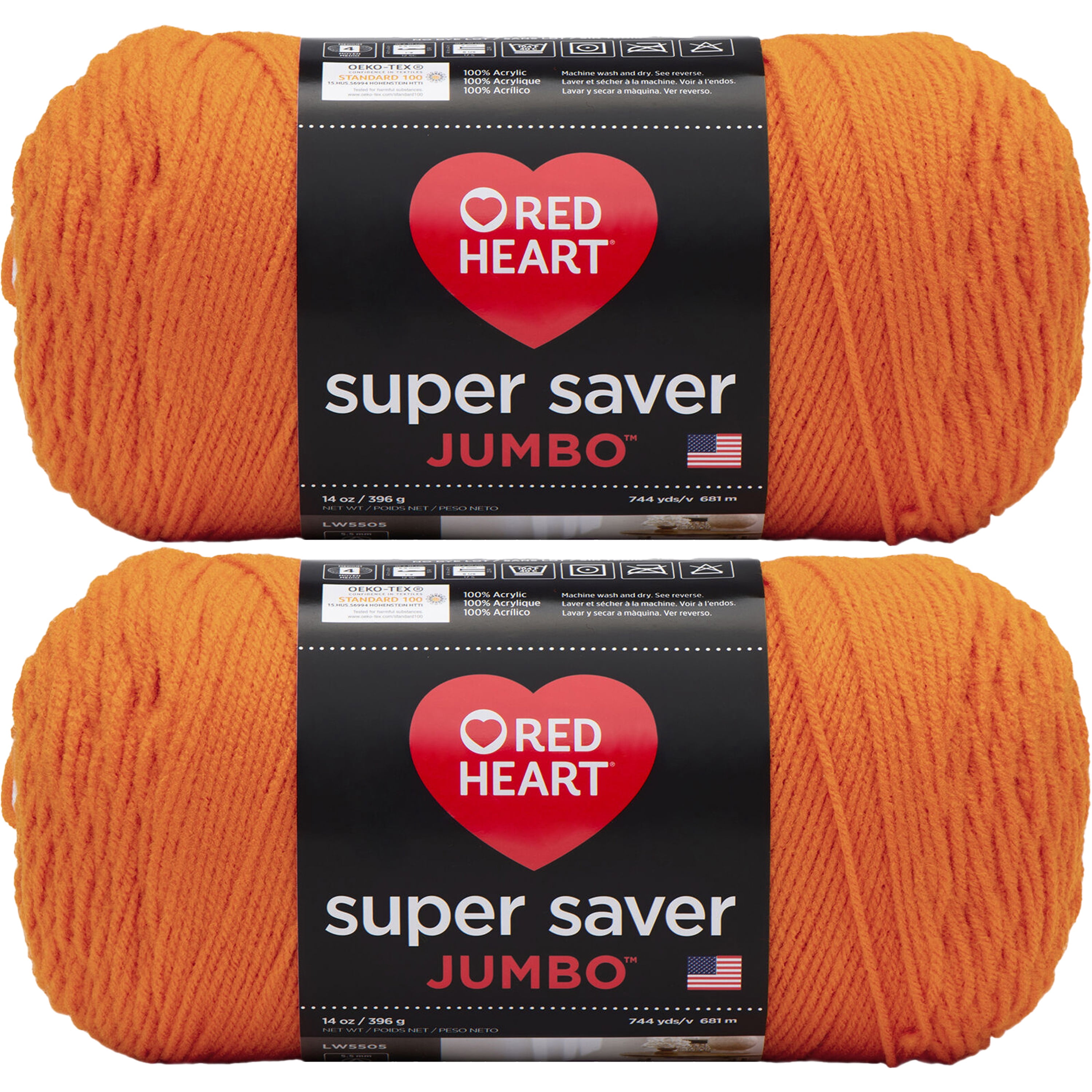 Red Heart Super Saver Yarn-Pumpkin, Multipack Of 2