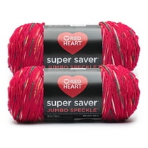 Red Heart® Super Saver® Jumbo Speckle #4 Medium Acrylic Yarn, Cherry Speckle 10oz/283g, 482 Yards (2 Pack)