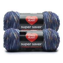 Red Heart® Super Saver® Jumbo Speckle #4 Medium Acrylic Yarn, Soft Navy Speckle 10oz/283g, 482 Yards (2 Pack)