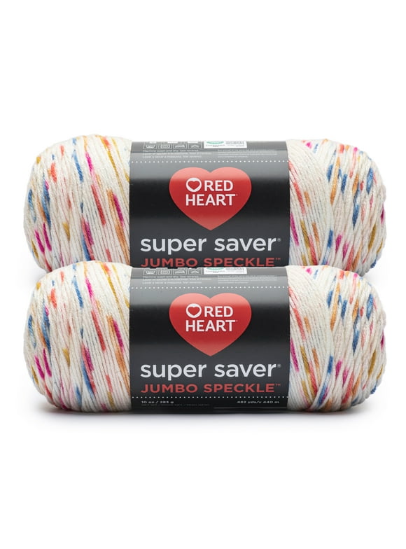 Red Heart® Super Saver® Jumbo Speckle #4 Medium Acrylic Yarn, White Speckle 10oz/283g, 482 Yards (2 Pack)