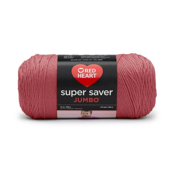 Red Heart Super Saver Jumbo Yarn, Brick Red, #4 Medium, Acrylic, 14oz/396g, 744 Yards