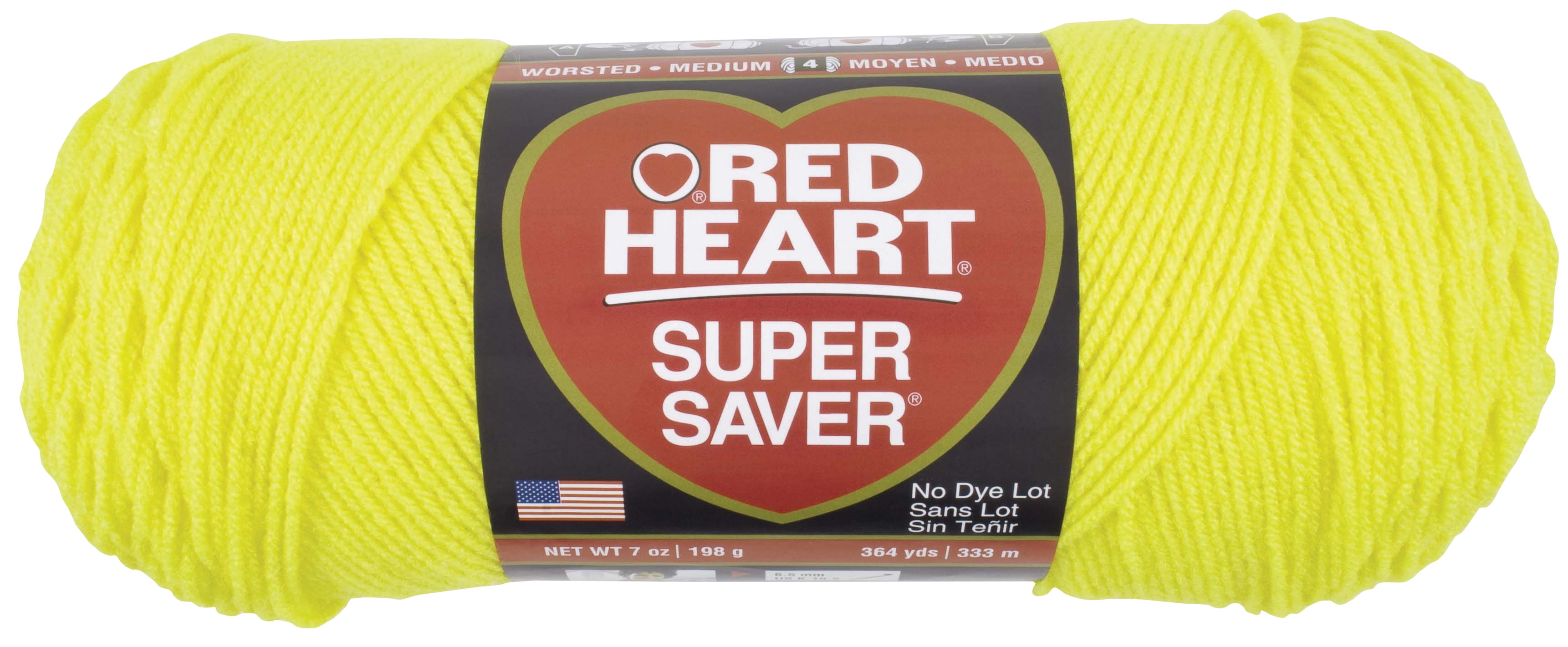 Red Heart Super Saver Medium Acrylic Bright Yellow Yarn, 364 yd