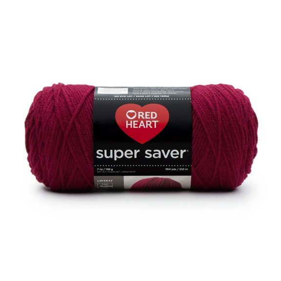 Red Heart® Super Saver™ #4 Worsted Acrylic Yarn, Burgundy 7oz/198g 364yd