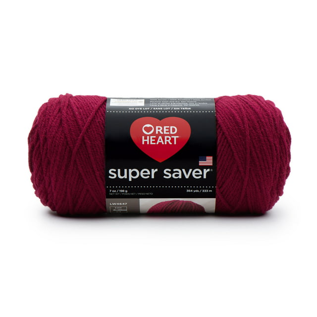 Red Heart Super Saver Medium Acrylic Burgundy Yarn, 364 yd