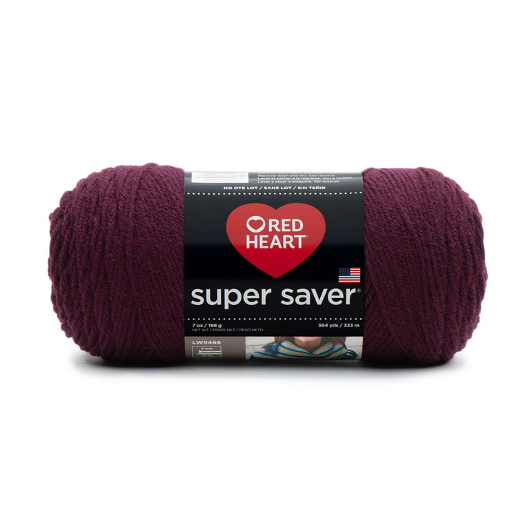 Red Heart Super Saver Yarn, Claret 0378, Medium 4 - 1 skein, 7 oz
