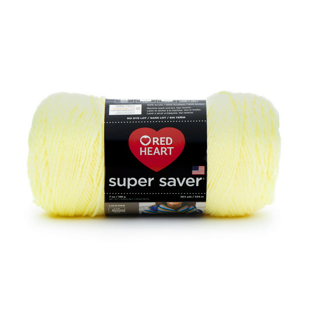 Red Heart Super Saver Medium Acrylic Pale Yellow Yarn, 364 yd