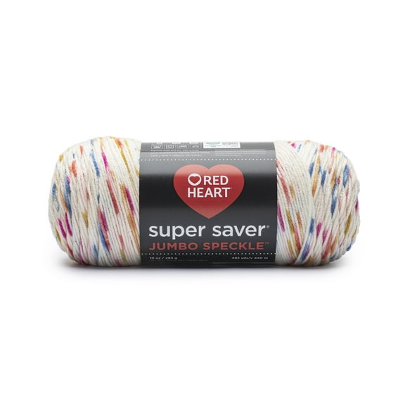 Red Heart Super Saver Medium Acrylic Yarn, Speckle White, 10oz 482yd