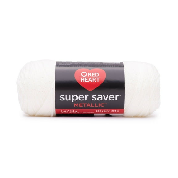 Red Heart® Super Saver® Metallic™ #4 Medium Acrylic Yarn, White 5oz/142g, 255 Yards