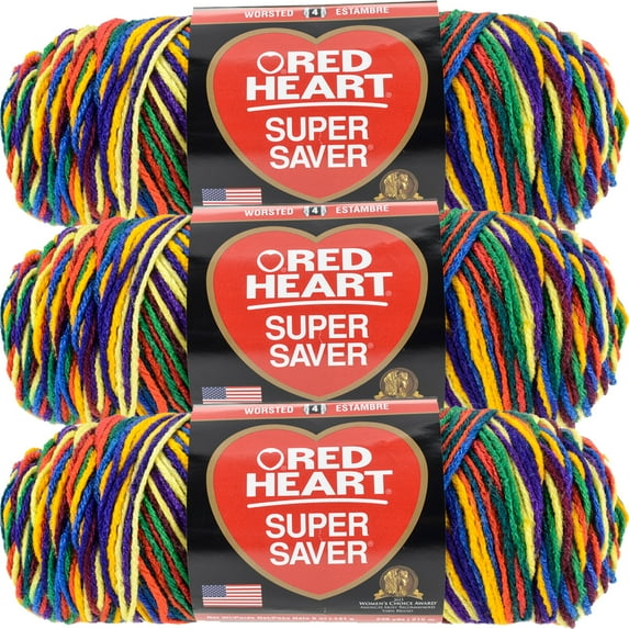 Red Heart Super Saver Mexicana Yarn - 3 Pack of 141g/5oz - Acrylic - 4 Medium (Worsted) - 364 Yards - Knitting/Crochet