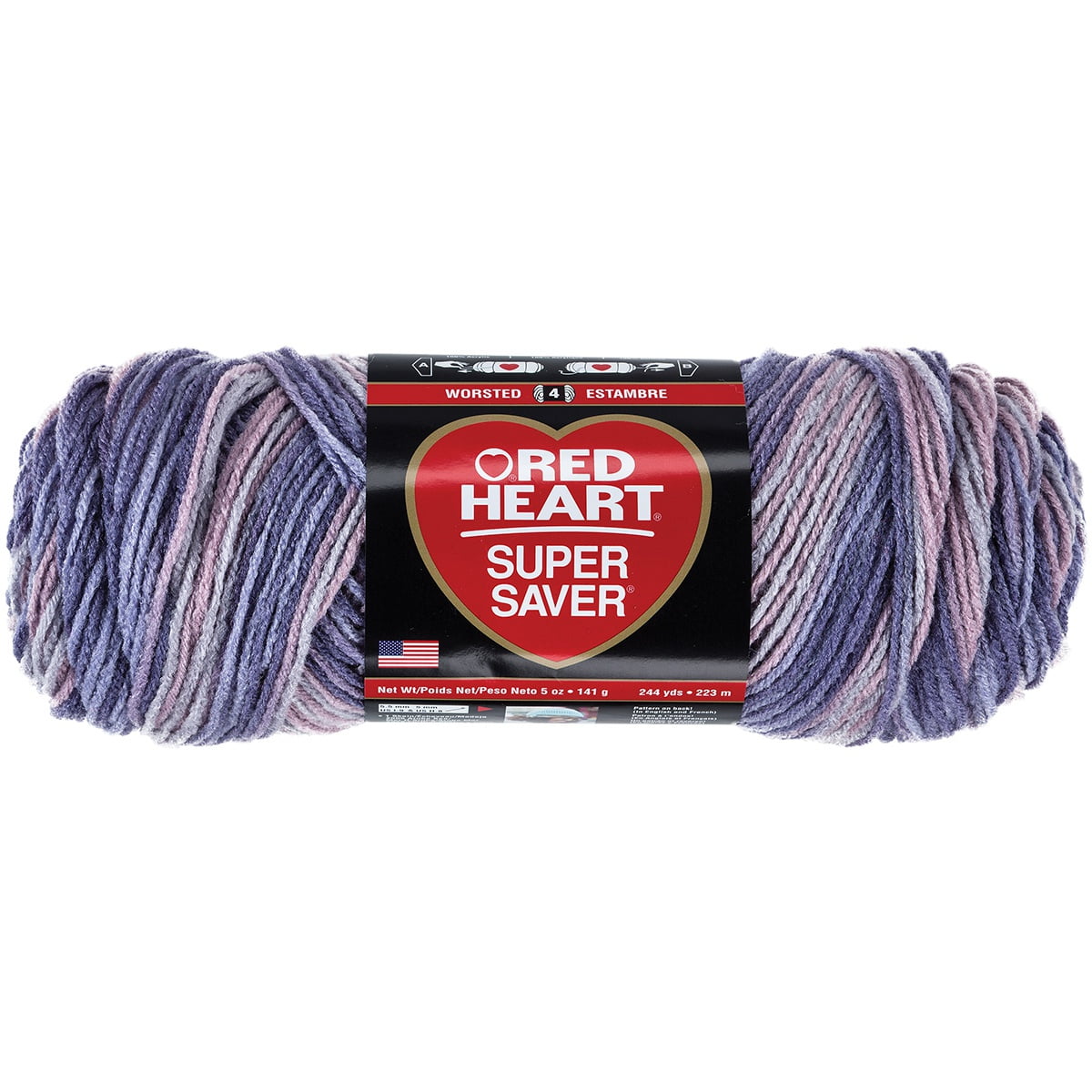 Red Heart Super Saver Mulberry Mix Yarn - 3 Pack of 141g/5oz - Acrylic - 4 Medium (Worsted) - 364 Yards - Knitting/Crochet