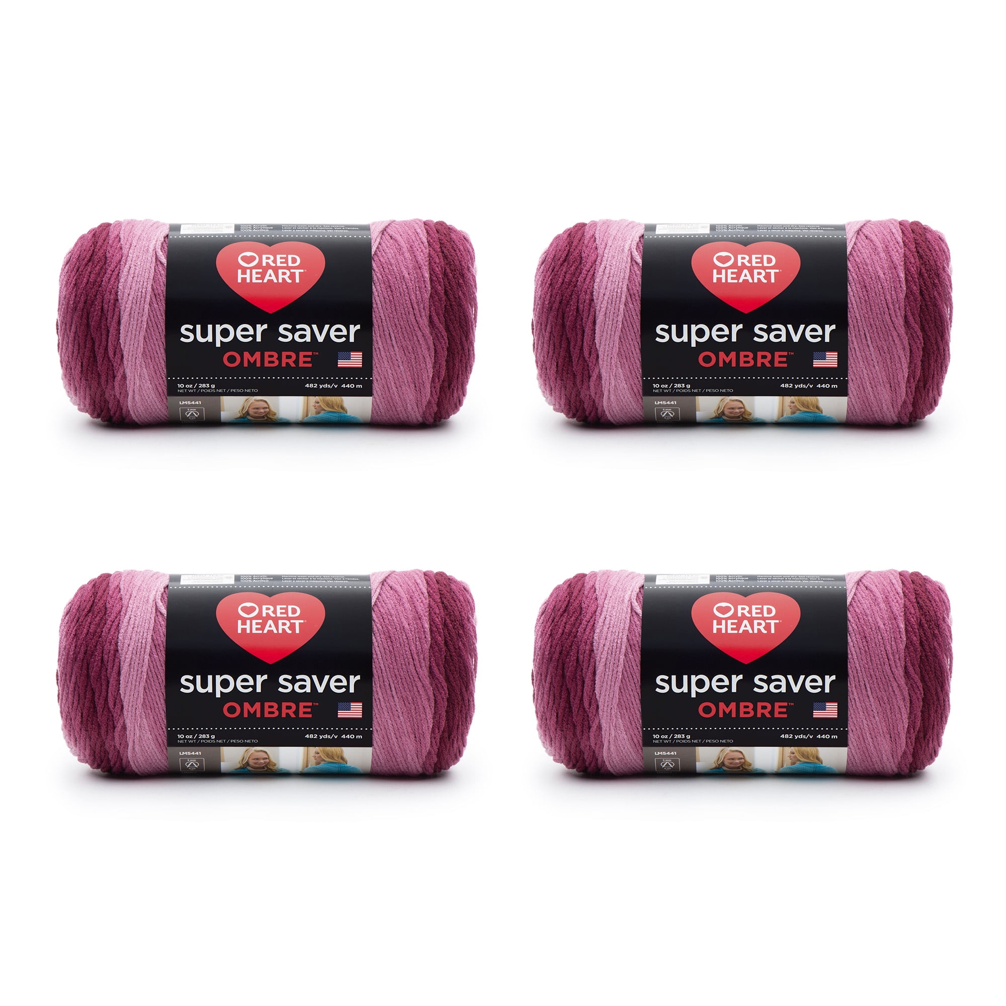 Red Heart® Super Saver® Ombre™ #4 Medium Acrylic Yarn, Cocoa 10oz/283g, 482  Yards (4 Pack) 