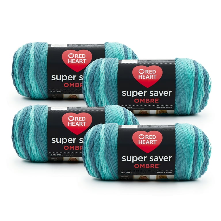 Red Heart® Super Saver Ombre™ #4 Medium Acrylic Yarn, Blue Tiful