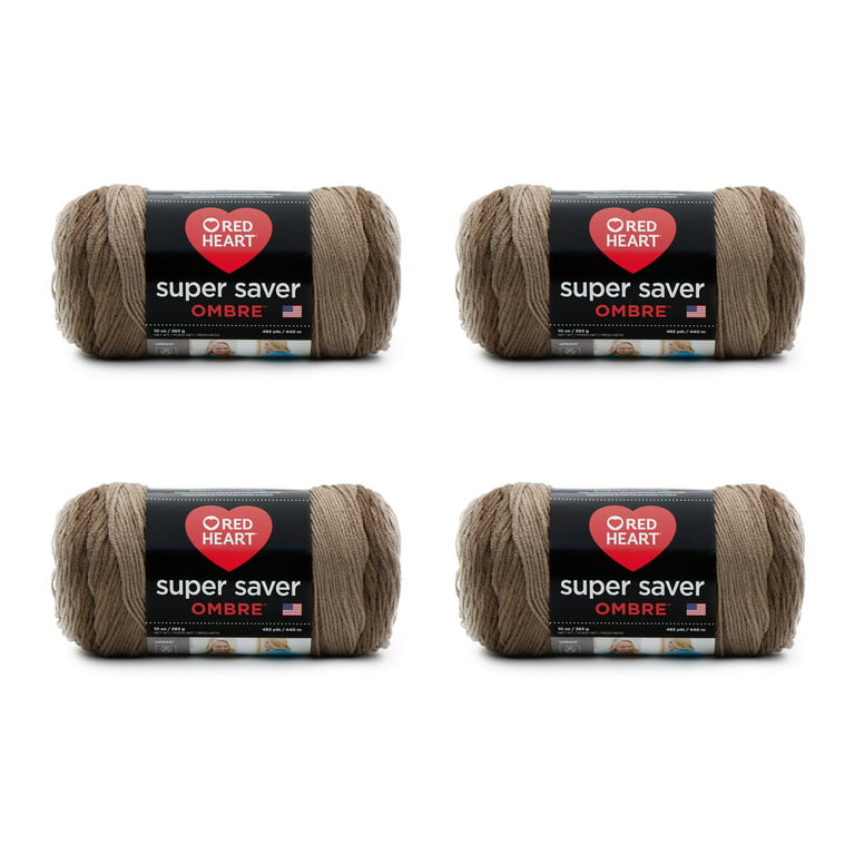Red Heart Super Saver Ombre 4 Medium Acrylic Yarn, Anthracite 10oz/283g,  482 Yards (4 Pack)