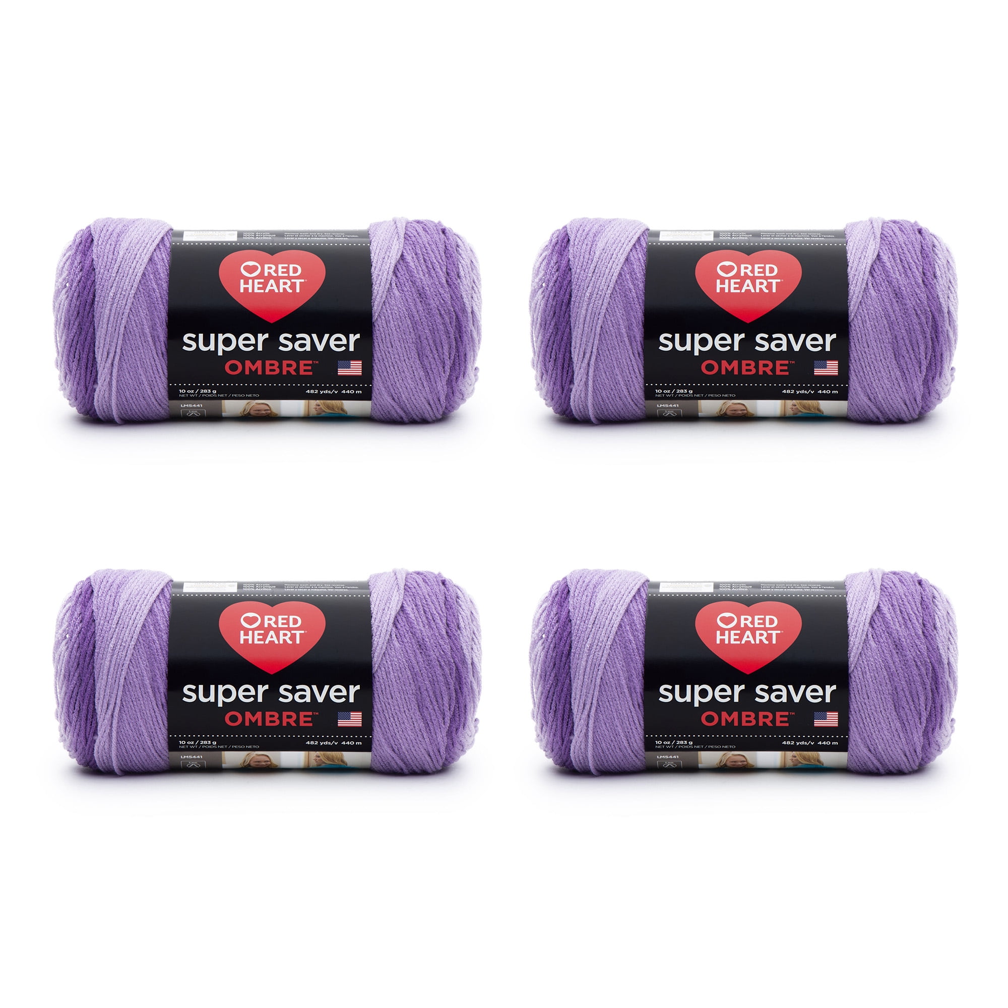 Red Heart Super Saver Ombre 4 Medium Acrylic Yarn, Anemone 10oz/283g, 482 Yards (4 Pack), Size: Medium (4)