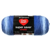 Red Heart Super Saver Ombre Medium Acrylic True Blue Yarn, 482 yd