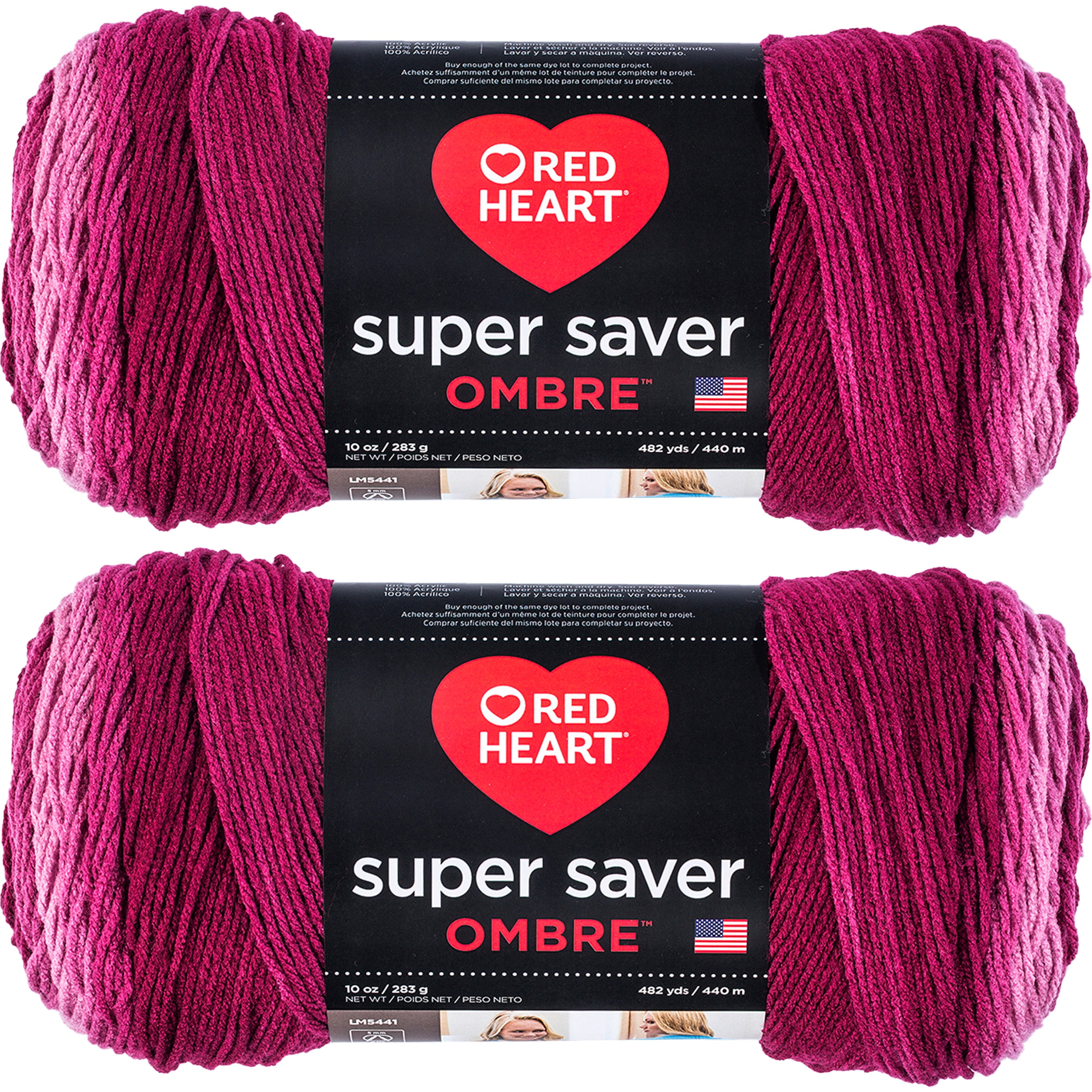Red Heart Super Saver Ombre Yarn-Anemone, Multipack Of 2 