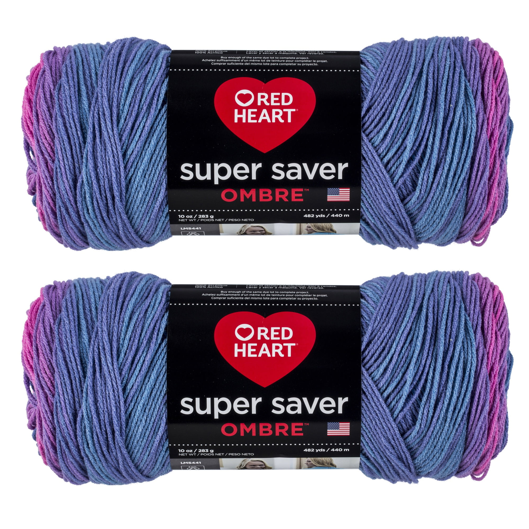 Red Heart Super Saver Jumbo Sweet Treat Ombre Yarn - 2 Pack of 283g/10oz - Acrylic - 4 Medium (Worsted) - 482 Yards - Knitting/Crochet