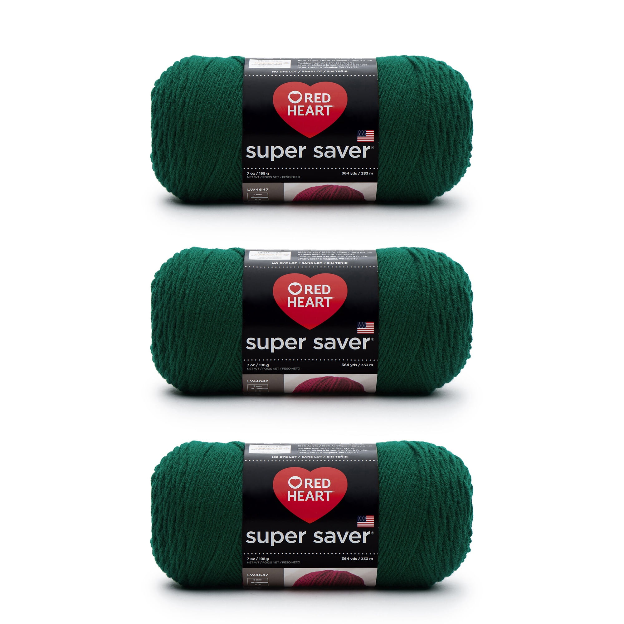 Red Heart Super Saver Paddy Green Yarn - 3 Pack of 198g/7oz - Acrylic - 4 Medium (Worsted) - 364 Yards - Knitting/Crochet