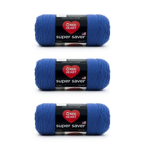 Red Heart Super Saver Royal Yarn - 3 Pack of 198g/7oz - Acrylic - 4 Medium (Worsted) - 364 Yards - Knitting/Crochet