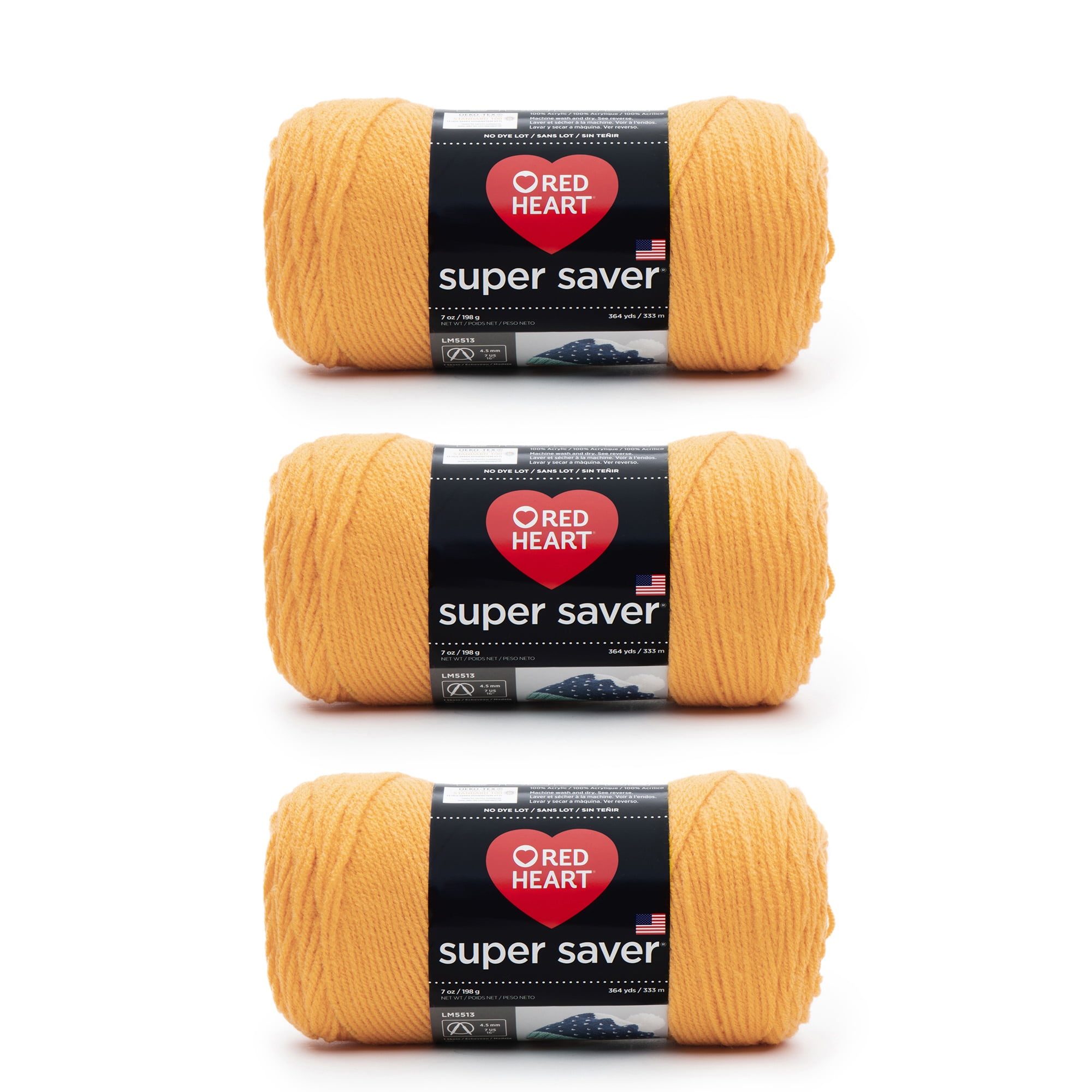 Red Heart Super Saver Yarn-Saffron, Multipack Of 3