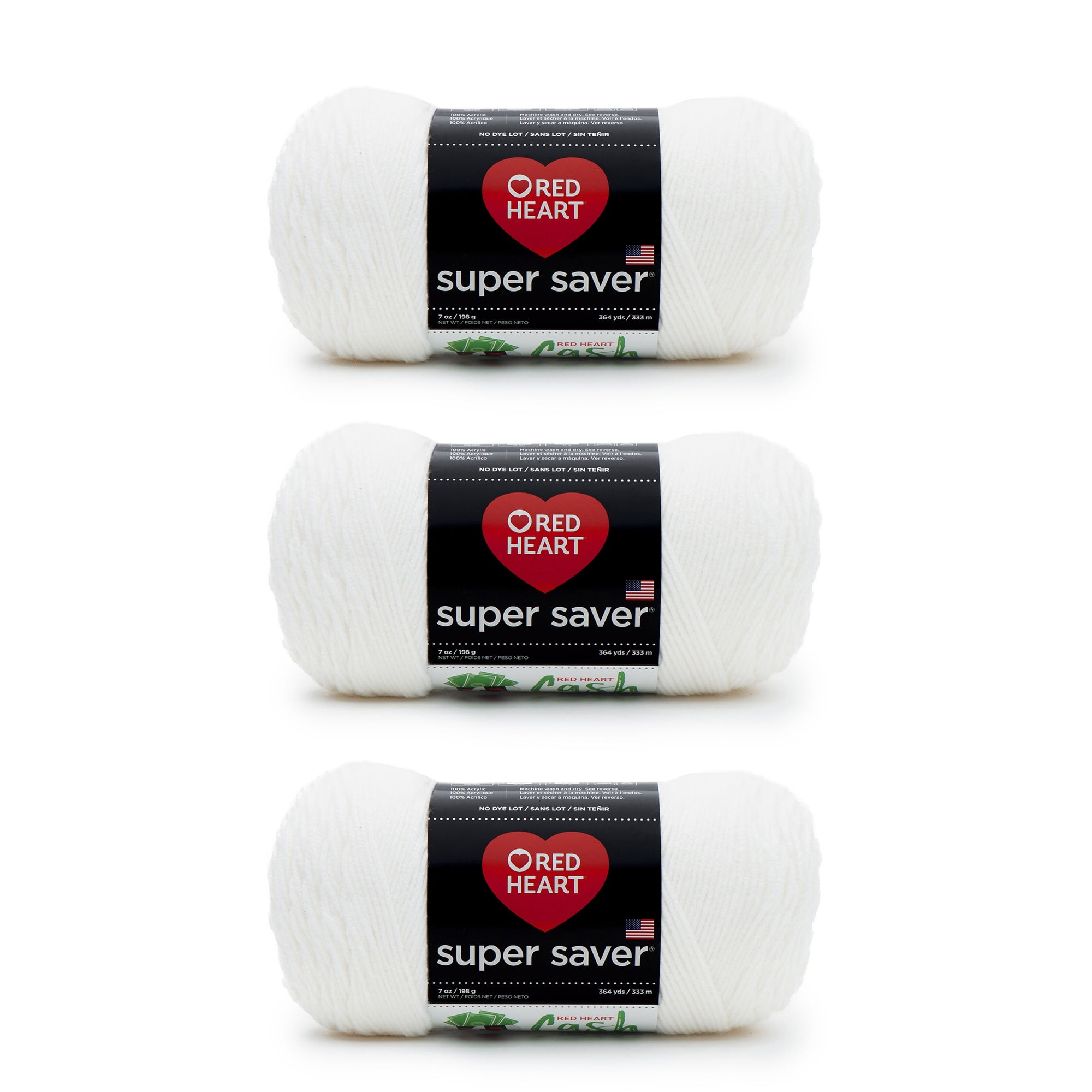 Bulk Buy: Red Heart Super Saver (2-Pack) (Soft White, 7 oz Each Skein)