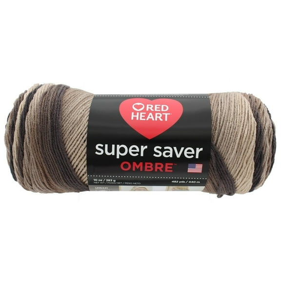 Red Heart Super Saver Yarn 10oz Variegated 482yards Ombre Hickory