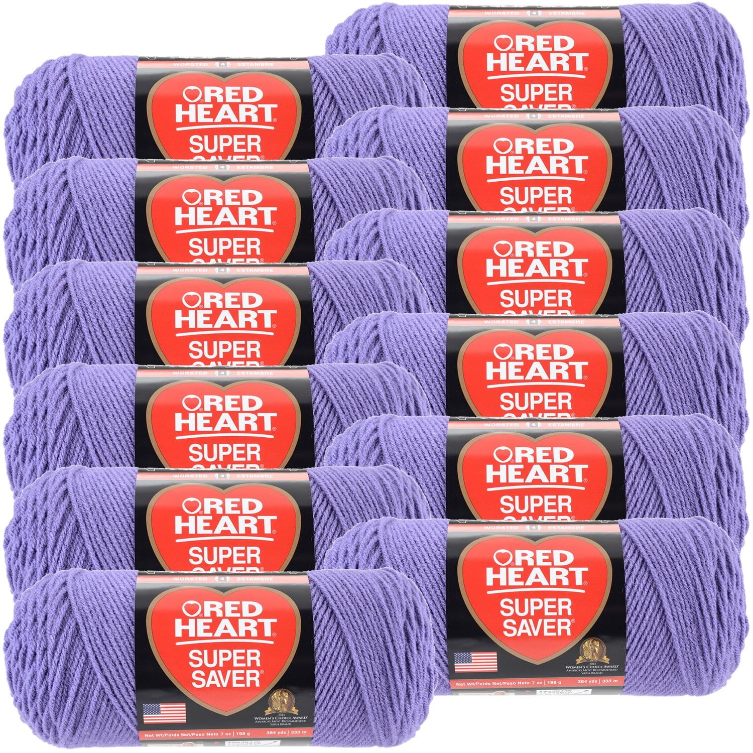 Red Heart Super Saver Yarn, Lavender 0358, Medium 4 - 1 skein, 7 oz