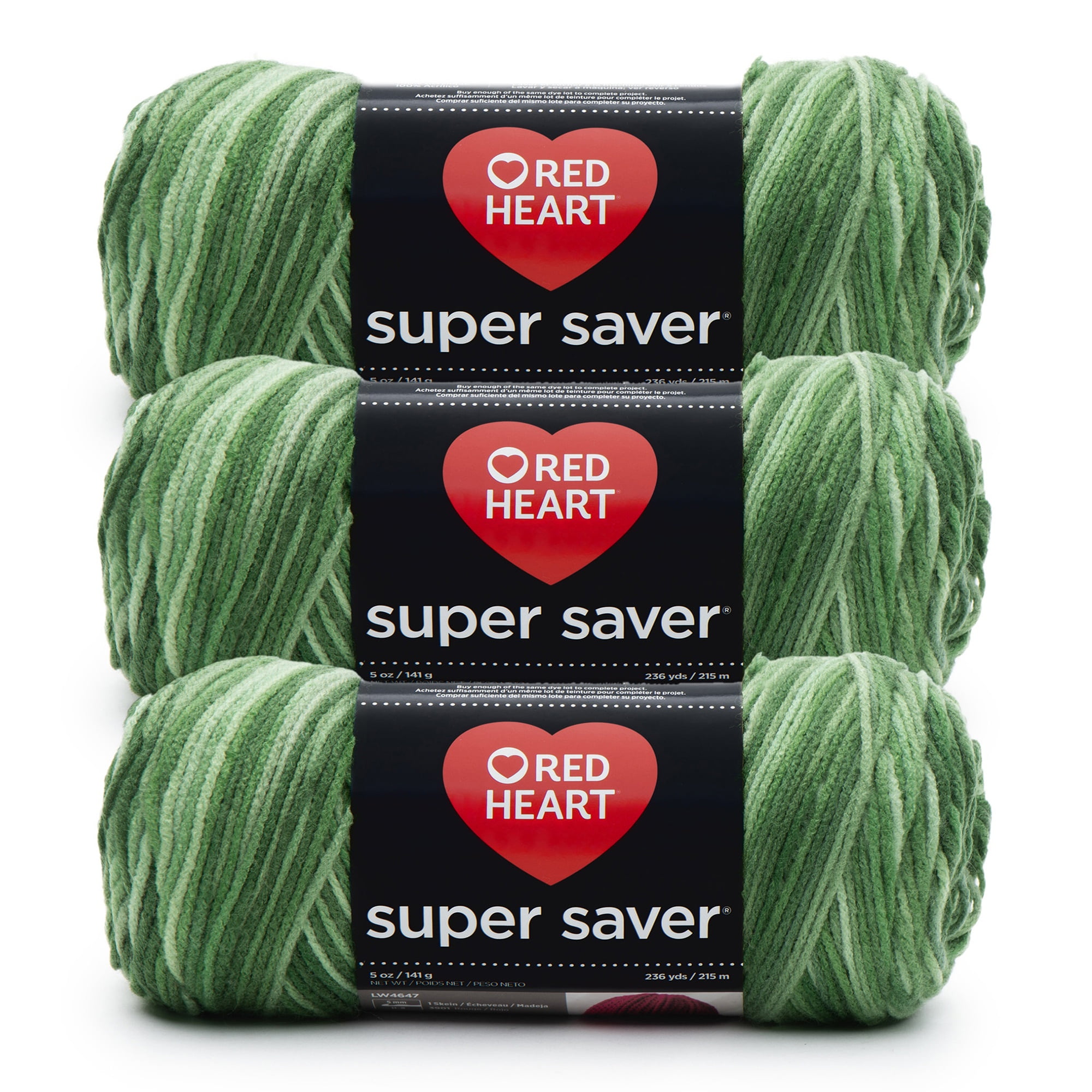Red Heart Super Saver Yarn 3/Pack-Green Tones