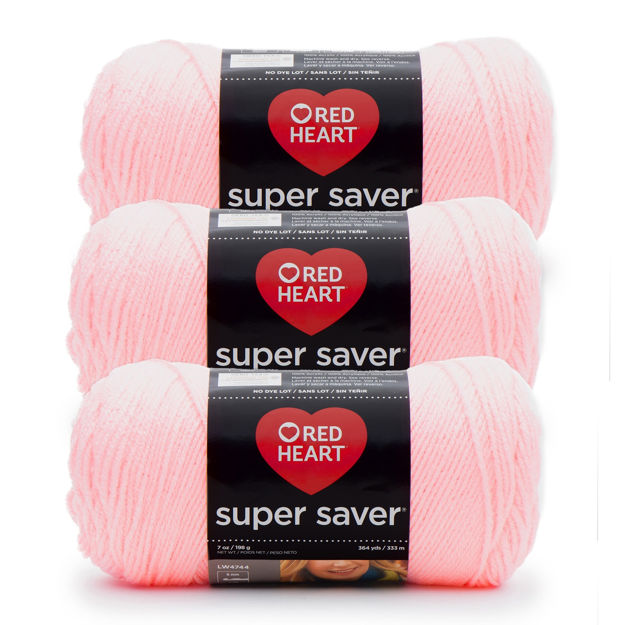 Red Heart Super Saver Yarn 3/Pack-Petal Pink