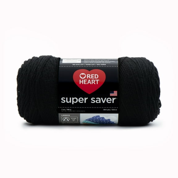 Red Heart Super Saver Yarn Black 1 Pack of 1 Skein