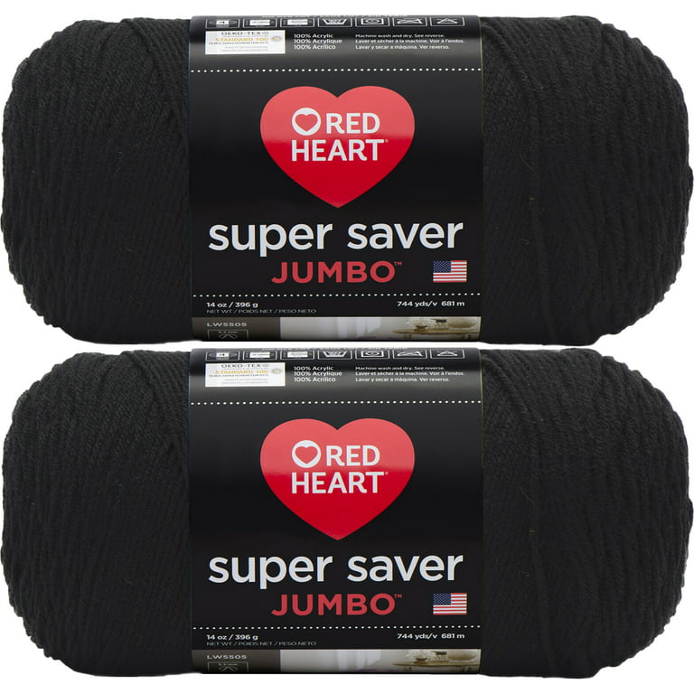 Red Heart Super Saver Yarn-Black, Multipack Of 2 