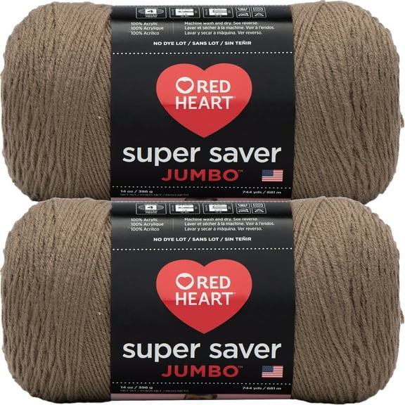 Red Heart Super Saver Yarn-Cafe Latte, Multipack Of 2