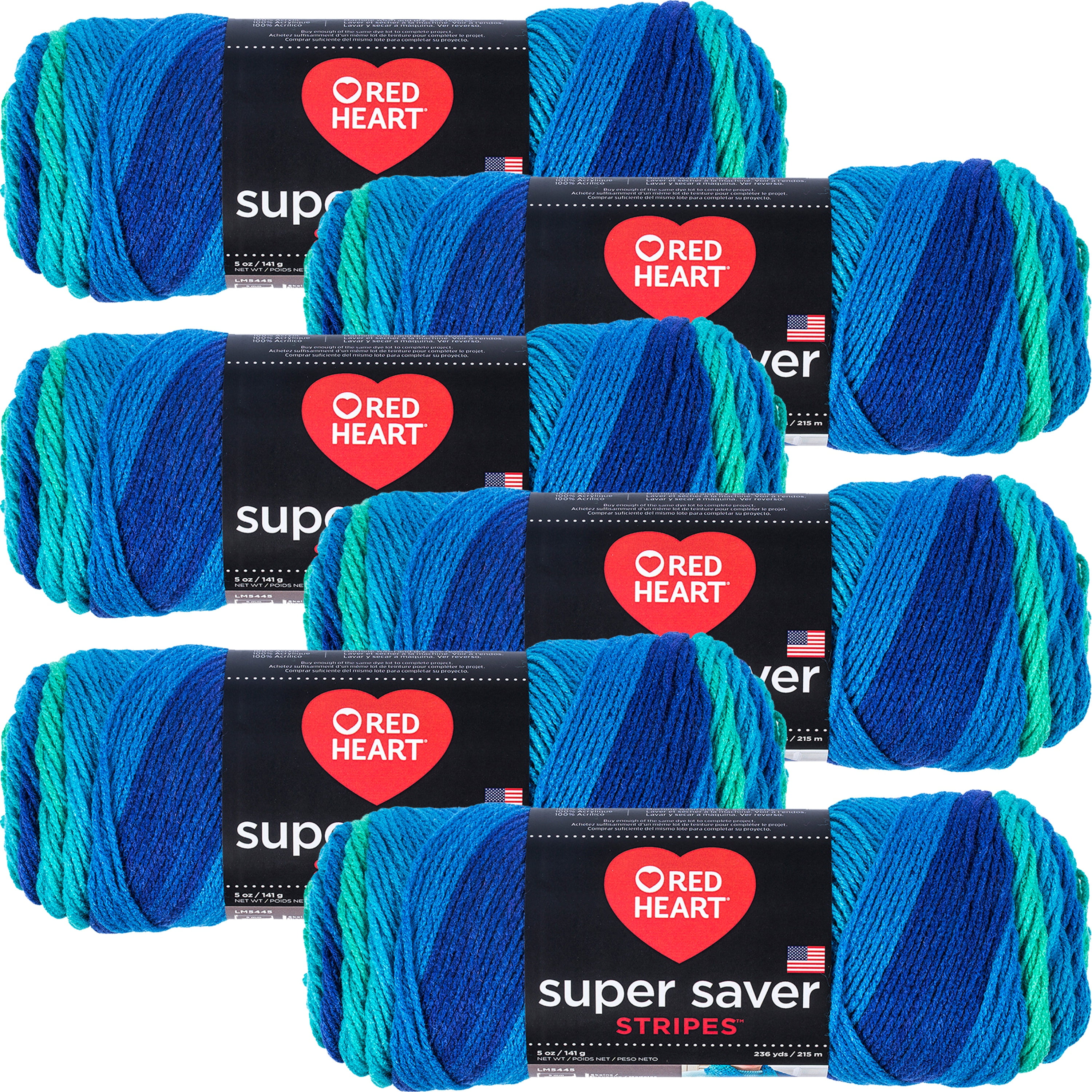 Red Heart Super Saver Yarn-Cool Stripe, Multipack Of 6