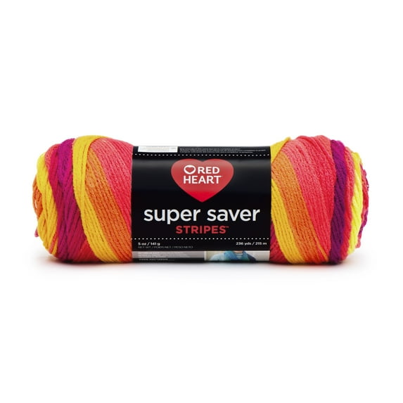 Red Heart® Super Saver™ #4 Worsted Acrylic Yarn, Fruity stripe 5oz/142g 236yd