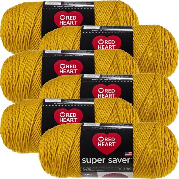 Red Heart Super Saver Yarn-Gold, Multipack Of 6